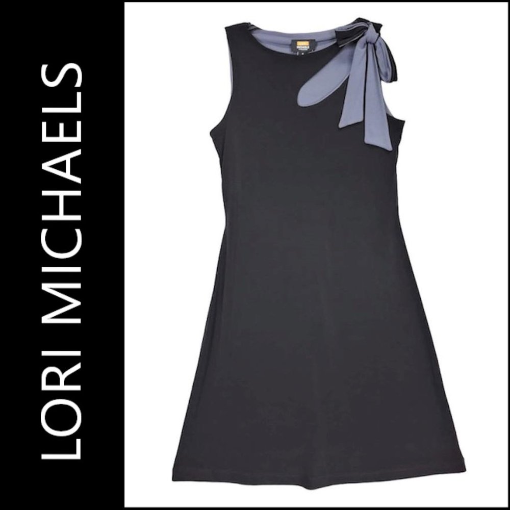 Lori Michaels Women Sheath Dress Sleeveless Size Small Black
